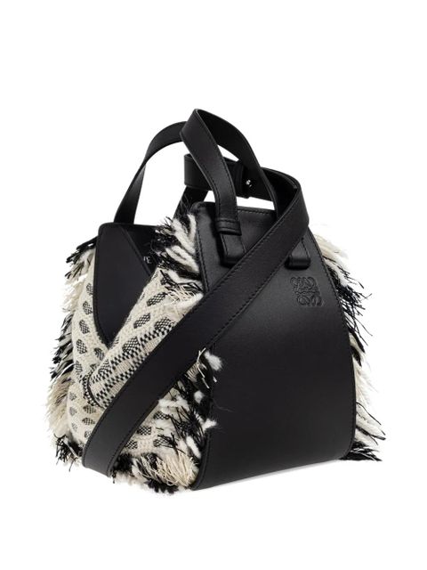 LOEWE x Albers Compact Hammock fringed leather tote bag - Black