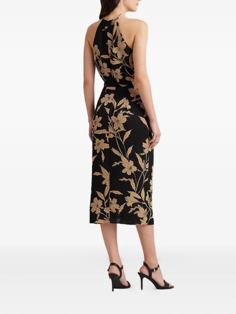 Lauren Ralph Lauren floral metal-necklace midi dress - Black