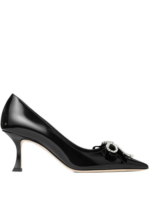 Jimmy Choo 70mm Auria crystal-bow pumps - Black - zdjęcie produktu nr 1