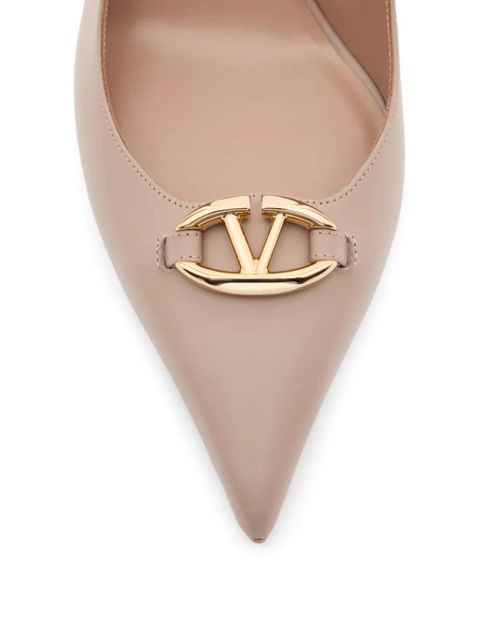 Valentino Garavani calfskin leather slingback VLogoThe Bold Edition pumps 100mm - Neutrals