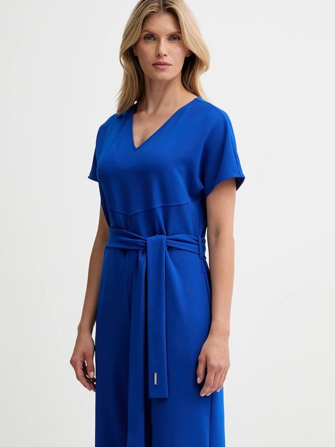 Calvin Klein kombinezon kolor niebieski z dekoltem w szpic LV044D065G