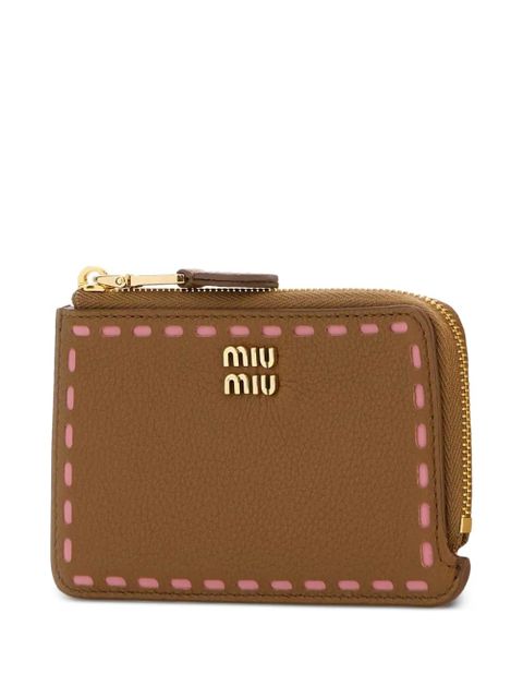 Miu Miu leather card holder - Brown