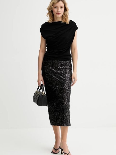 Answear.LAB spódnica kolor czarny midi ołówkowa - zdjęcie produktu nr 2