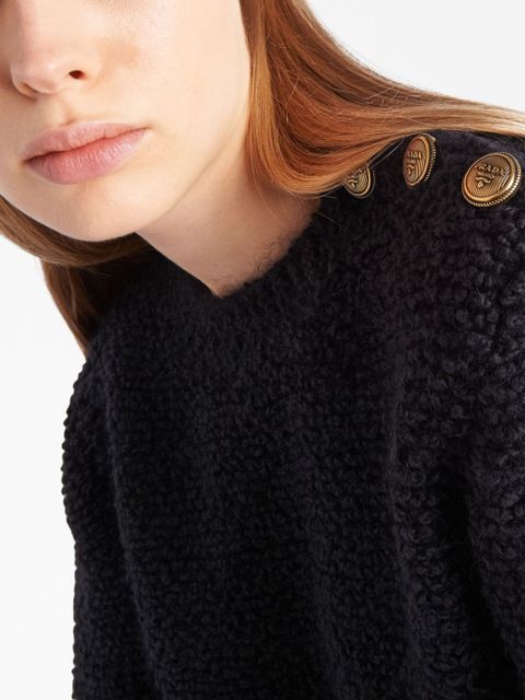 Prada triangle-logo bouclé jumper - Black