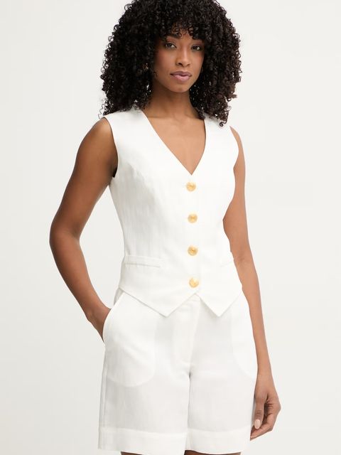 Marciano by Guess kamizelka jednorzędowa damska z dodatkiem lnu JANE - zdjęcie produktu nr 1