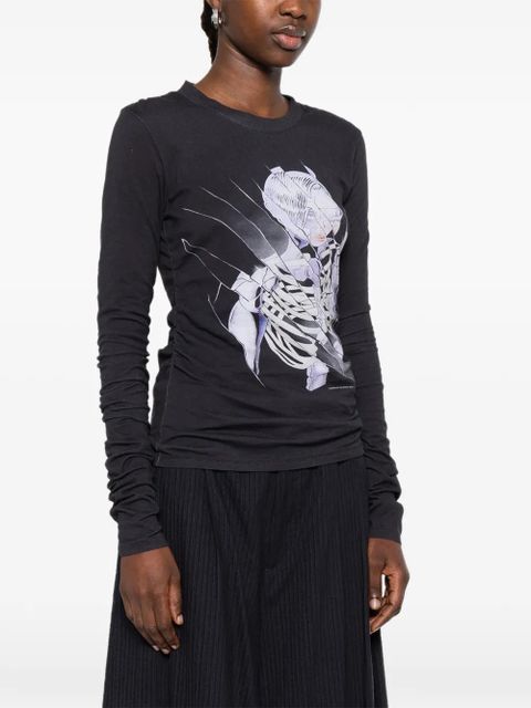 OUR LEGACY Strain Slim print long-sleeve T-shirt - Black