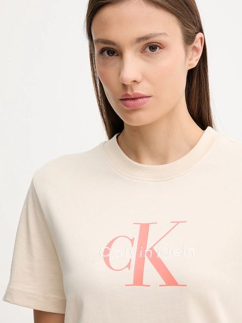 Calvin Klein Jeans t-shirt bawełniany damski kolor beżowy LV047B865G