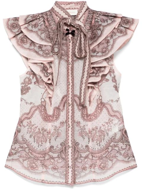 ZIMMERMANN Crush frilled blouse - Pink - zdjęcie produktu nr 1