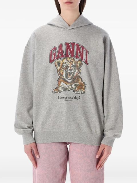 GANNI tiger-graphic hoodie - Grey - zdjęcie produktu nr 1
