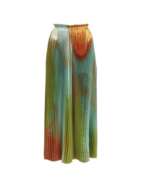 Ulla Johnson pleated abstract-print skirt - Green - zdjęcie produktu nr 1