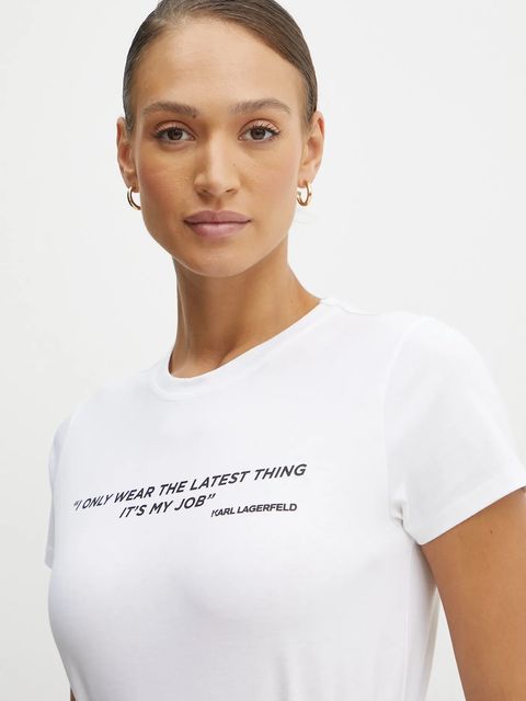 Karl Lagerfeld t-shirt bawełniany damski kolor biały A1W17068