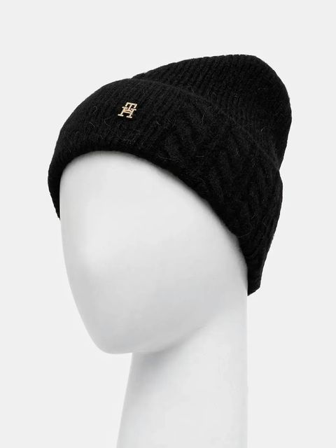 Tommy Hilfiger czapka z dodatkiem wełny kolor czarny AW0AW17784 - zdjęcie produktu nr 2