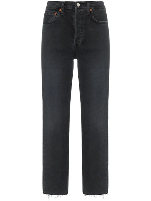 RE/DONE stovepipe raw hem jeans - Black - zdjęcie produktu nr 1