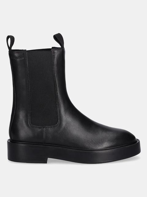 Calvin Klein sztyblety skórzane CONVATE WELT CHELSEA LTH damskie kolor czarny na płaskim obcasie YW0YW01905 - zdjęcie produktu nr 2