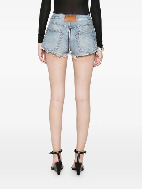Alexander Wang distressed zip denim shorts - Blue