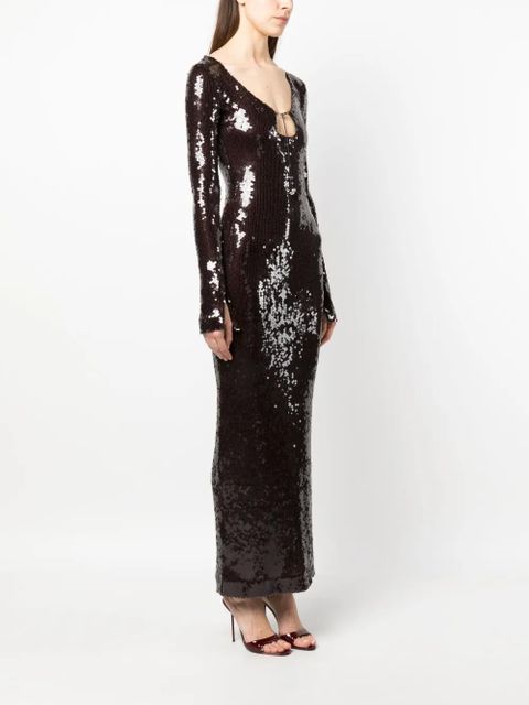 16Arlington Solaria sequin-embellished maxi dress - Brown