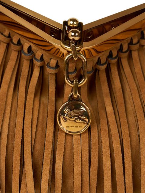 ETRO small Vela fringing suede shoulder bag - Brown