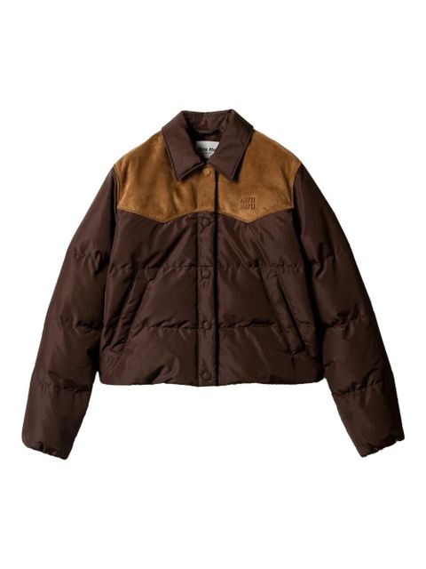 Miu Miu logo-detail padded jacket - Brown - zdjęcie produktu nr 1