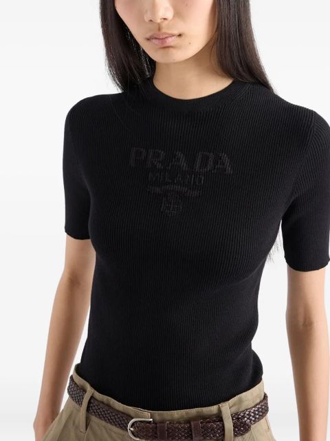 Prada ribbed cotton sweater - Black