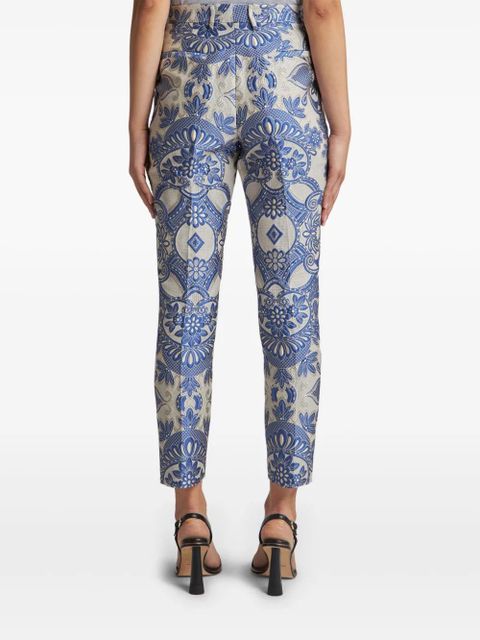 ETRO paisley-jacquard cigarette trousers - Blue