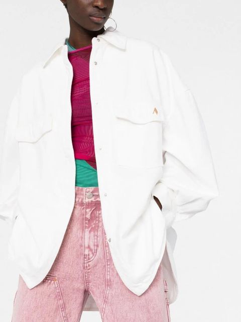 The Attico logo-embroidered shirt jacket - White