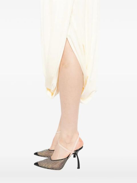 Self-Portrait wrap midi dress - Neutrals