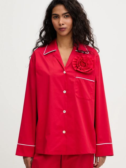 The Sleeper piżama bawełniana damska kolor czerwony bawełniana RSSP06P013R - zdjęcie produktu nr 2