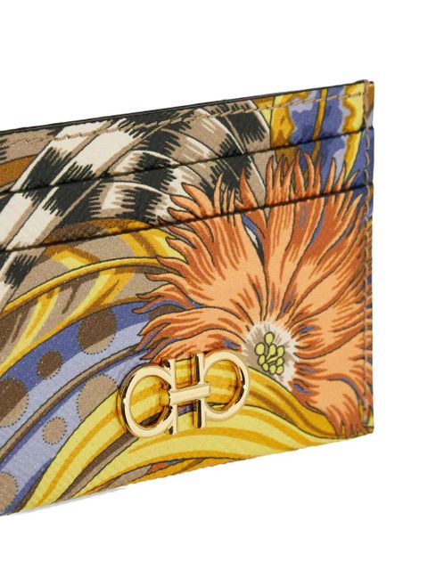 Ferragamo floral logo card holder - Yellow