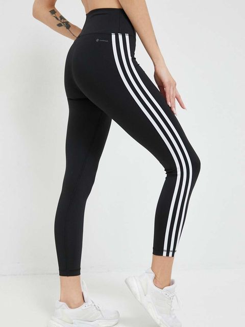 adidas Performance legginsy treningowe Train Essentials 3-Stripes kolor czarny z nadrukiem HT5438