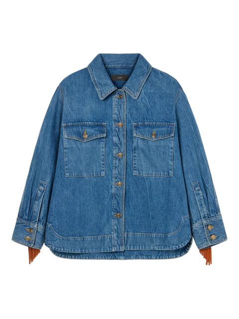 Alanui Golden Dusk fringed denim jacket - Blue