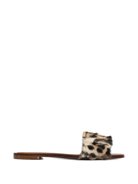 Dolce & Gabbana leo-print kid leather flat slippers - Neutrals - zdjęcie produktu nr 1