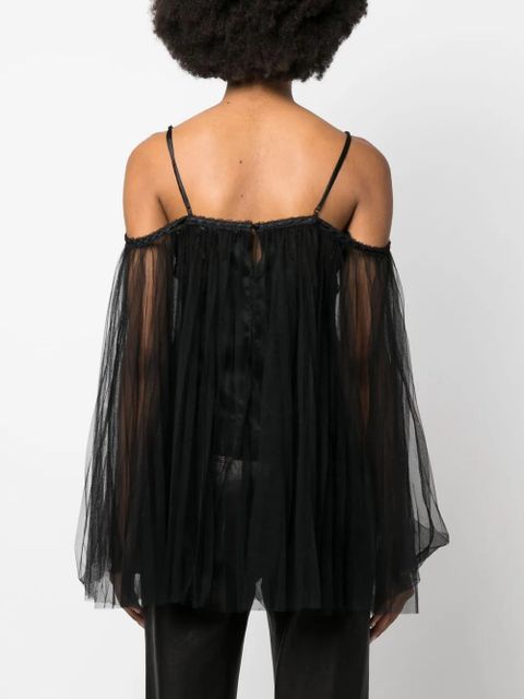 Alexander Wang lace-embroidered charmeuse tunic top - Black