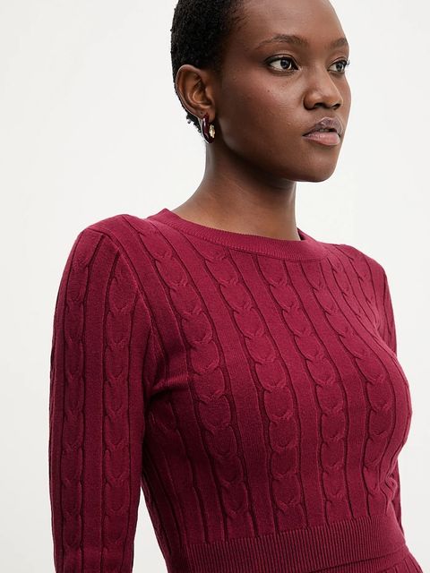 Answear.LAB sweter i spódnica damski kolor bordowy