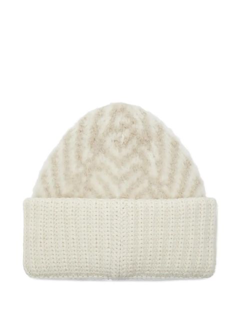 FENDI chevron-pattern logo-patch beanie hat - Neutrals - zdjęcie produktu nr 2