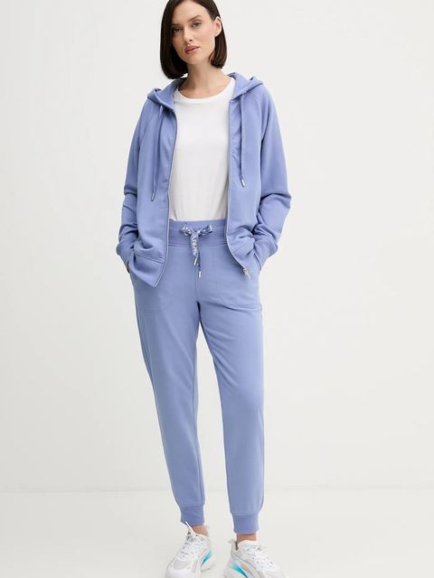 Dkny spodnie dresowe kolor niebieski gładkie DP6P3496
