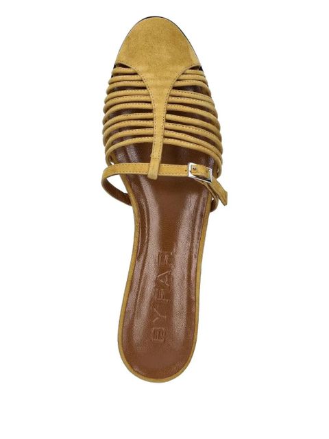 BY FAR Osip Cumin Kid caged buckle slides - Yellow