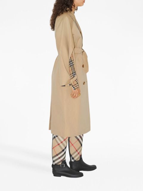 Burberry Check-pattern cotton trench coat - Neutrals