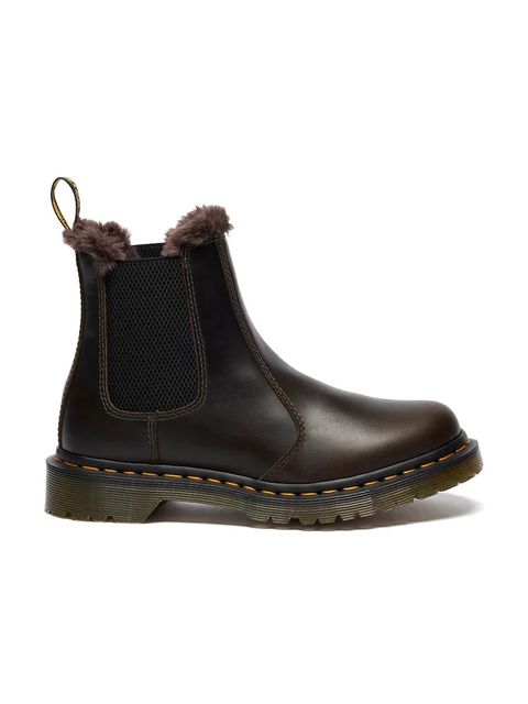 Dr. Martens sztyblety skórzane 2976 Leonore damskie kolor brązowy na platformie lekko ocieplone DM41415020 - zdjęcie produktu nr 1