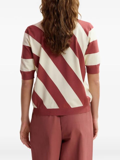 Essentiel Antwerp striped rhinestone polo top - Red