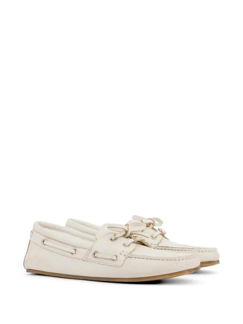 Gucci logo-plaque tie-fastening boat shoes - White - zdjęcie produktu nr 2
