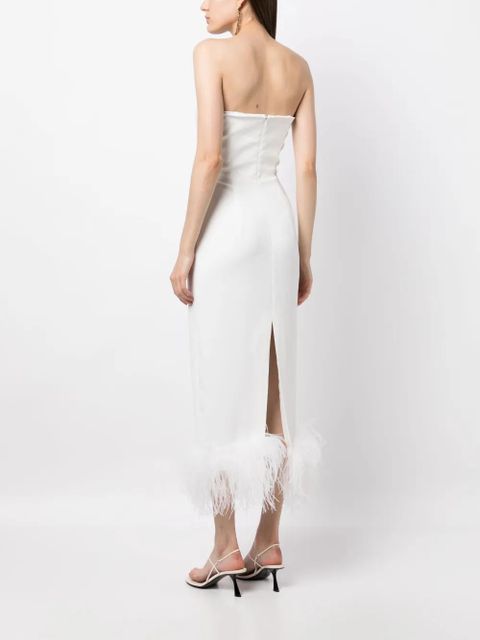 16Arlington Minelli feather-trim midi dress - White