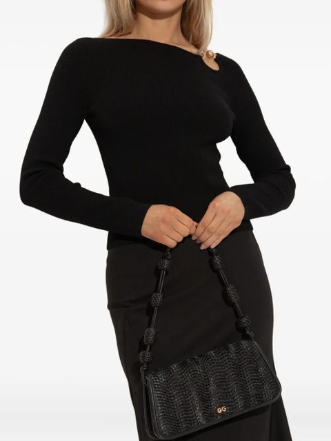 Cult Gaia small Sunniva raffia shoulder bag - Black