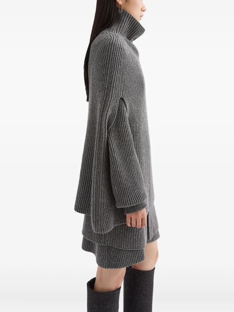 Jil Sander high-neck ribbed cape - Grey