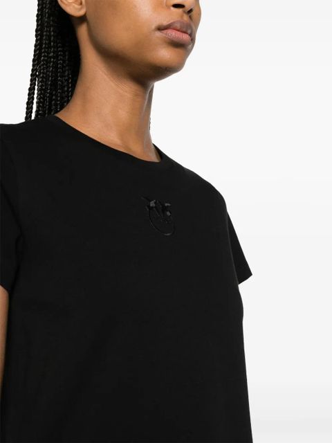 PINKO logo-embroidered cotton T-shirt - Black