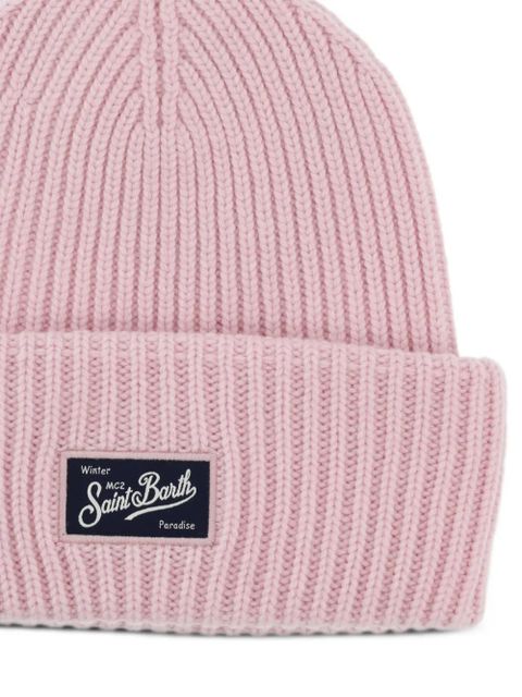 MC2 Saint Barth ribbed logo-patch beanie hat - Pink - zdjęcie produktu nr 2