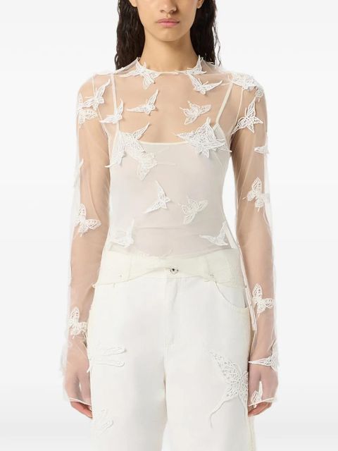 Blumarine embroidered-inserts blouse - White