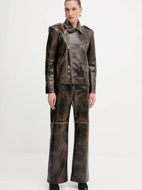 Patrizia Pepe spodnie damskie kolor brązowy szerokie high waist 8P0758 E064