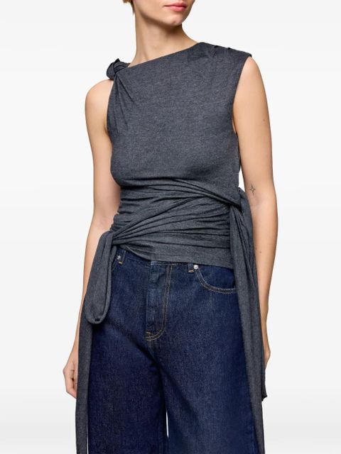 GANNI knot tie sleeveless top - Grey