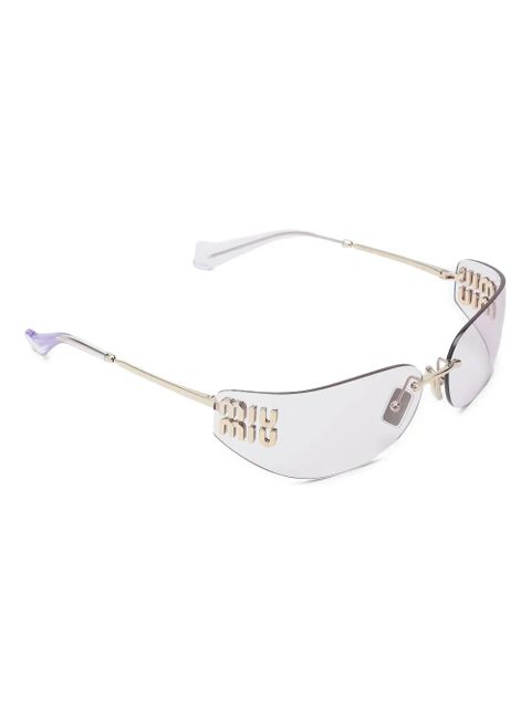 Miu Miu Eyewear logo-plaque rimless sunglasses - Gold - zdjęcie produktu nr 2