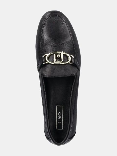 Liu Jo mokasyny skórzane EMEL 01 damskie kolor czarny na płaskim obcasie SF4087PX46022222